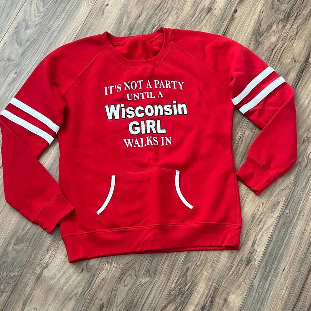 Red Wisconsin Girl Sweater